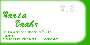 marta baahr business card